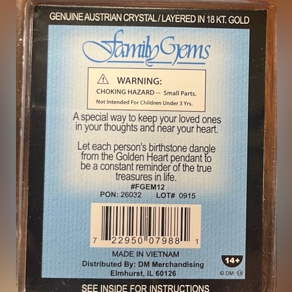 FAMILY GEMS Austrian Crystal 18kt Gold Layered Birthstone Charm DECEMBER - Picture 2 of 3